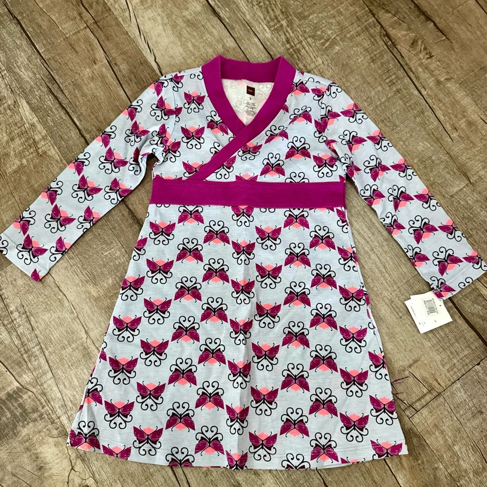 NWT Nordstrom Tea Collection Beitiris Wrap Neck Dress | Girls Size 3